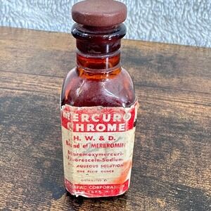 Purepac Mercurochrome Apothecary Bottle  1oz Amber Vintage Medicine collectable